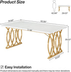 Tribesigns 63" Dining Table for 4 to 6, White and Gold Kitchen Table