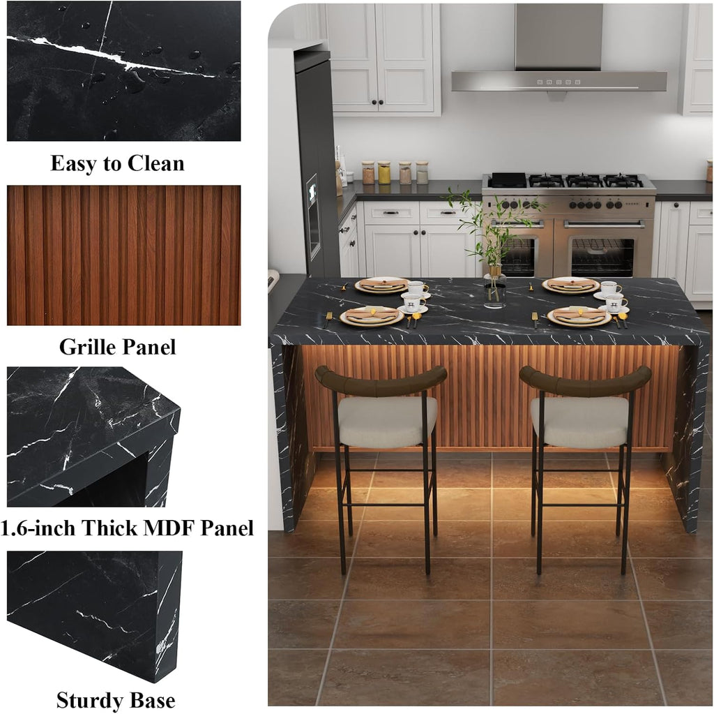 63" Large Imitation Marble Dining Table for 4-6 People(Patent Pending)