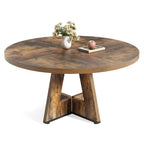 LITTLE TREE Round Dining Table for 4-6 People, 47 Inches Dining Room Table with Wooden Pedestal Base, Brown Dinner Tables, Circle Kitchen Tables for Kitchen, Living Room(Table Only)