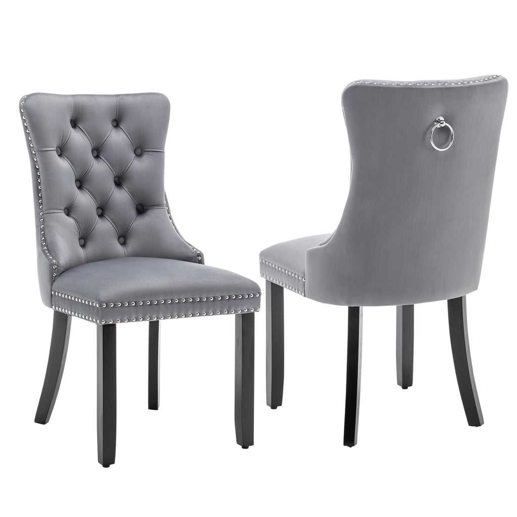 Velvet Dining Chairs, Tufted Kitchen & Dining Room Chairs, Beige, Set of 4