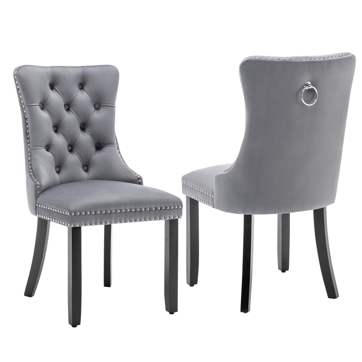 Velvet Dining Chairs, Tufted Kitchen & Dining Room Chairs, Beige, Set of 4