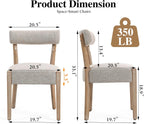 ZJhome Dining Chairs Set of 4,Mid Century Modern Dining Chair Set - Linen Upholstered Low Back Kitchen & Dining Room Chairs with Woven Design,Oatmeal Fabric