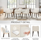 COLAMY Upholstered Dining Chairs Set of 6, Modern Kitchen & Dining Room Chairs with Curved Back, Fabric Padded Seat and Solid Wood Legs, Side Chairs for Restaurant, Cafe & Home, Beige