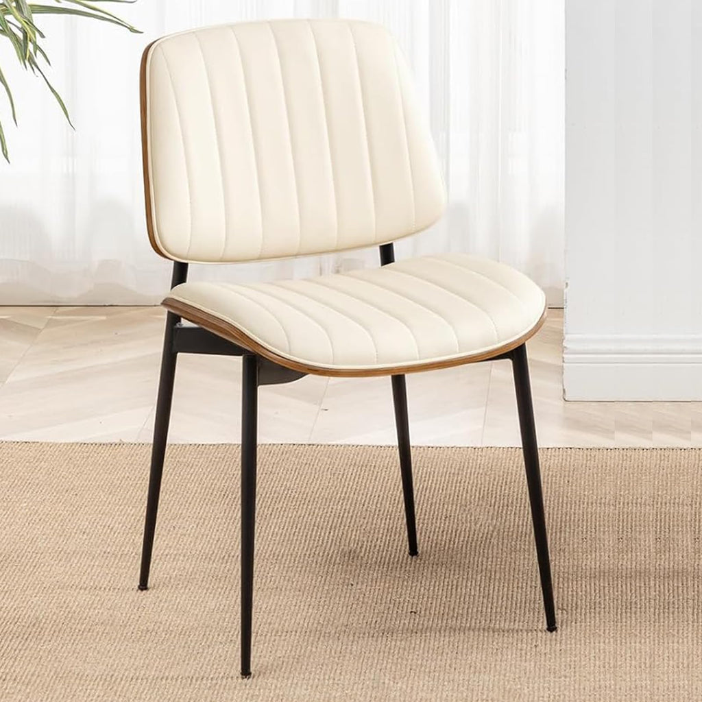 LUNLING Dining Chairs Set of 2 Mid Century Modern Retro Green Velvet Kitchen Chairs with Walnut Bentwood Upholstered Seat Metal Legs Adjustable Foot for Kitchen Dining Room Chairs(Green Fabric)