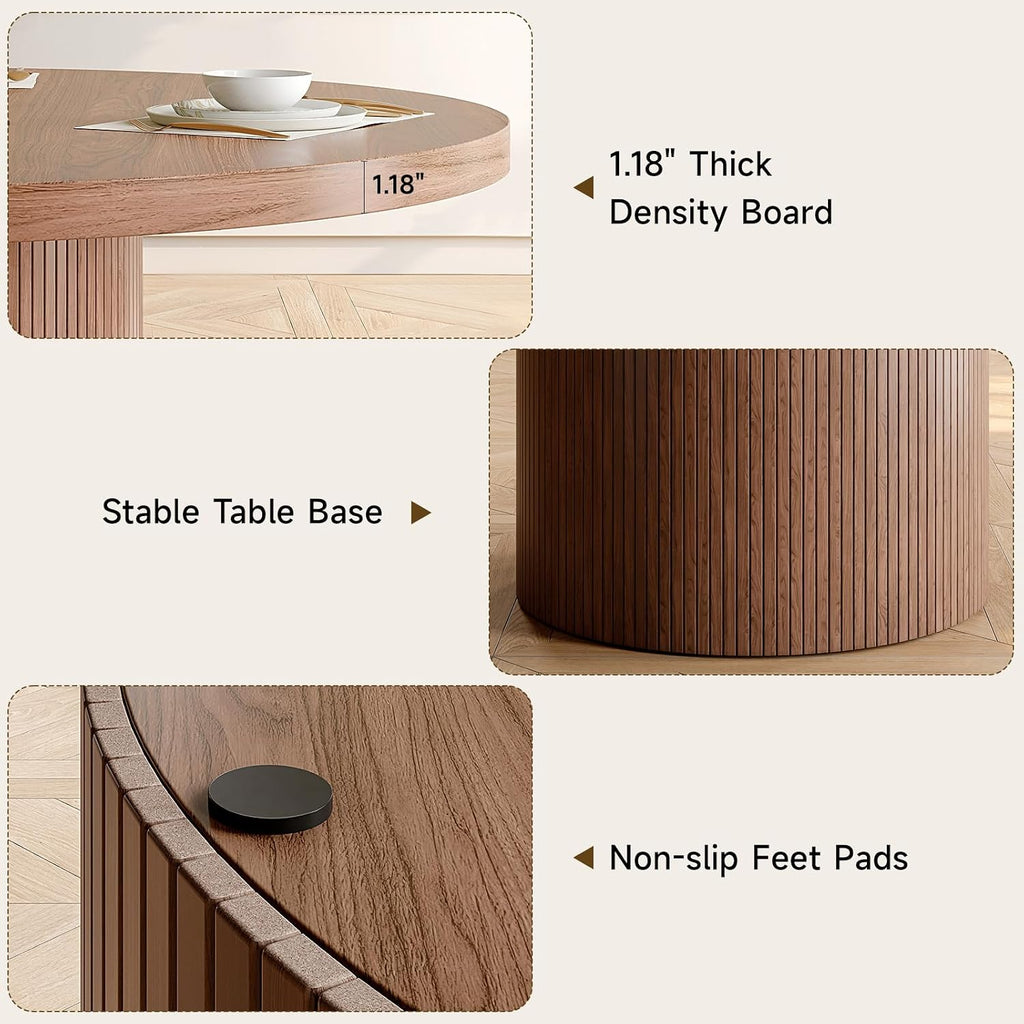 ONBRILL 47 Inch Round Dining Table for 4-6, Walnut