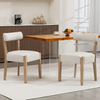 ZJhome Dining Chairs Set of 4,Mid Century Modern Dining Chair Set - Linen Upholstered Low Back Kitchen & Dining Room Chairs with Woven Design,Oatmeal Fabric