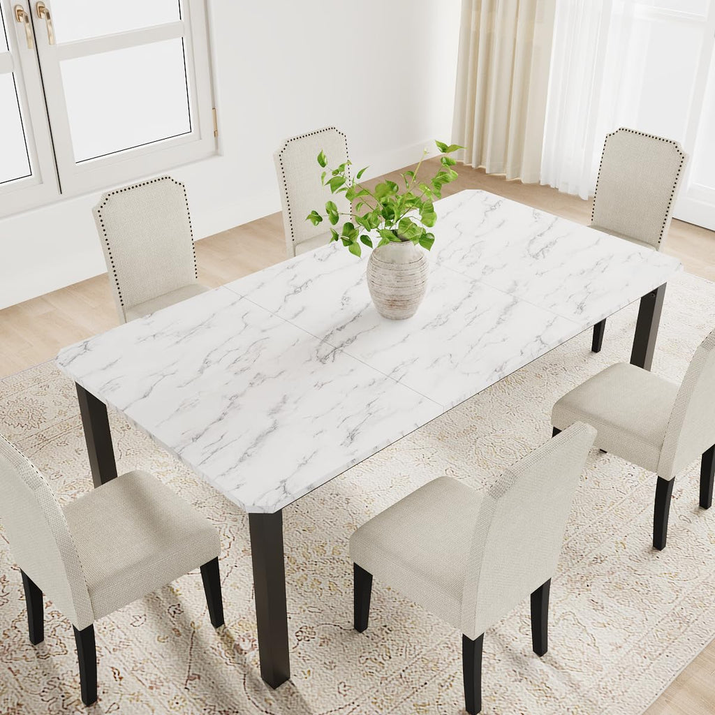 GarveeHome Industrial Dining Table for 6-8 People, 78.7" Long Kitchen Table with Sturdy Metal Frame & Seats 6 Rectangular Counter for Dinner, Kitchen (Only Table)
