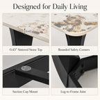 63" Sintered Stone Dining Table, Modern Kitchen Table with Marble Top, Rectangular Dining Table with Black Metal Legs for Small Space Living Room,Kitchen,Office,Cafe, Pandora Beige