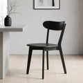 100% Solid Oak Dining Chairs Set of 4, Mid-Century Modern Dining Room Chairs, Wooden Kitchen Chairs with Curved Backrest, Walnut Brown Finish, Sillas de Comedor (4 Chairs)