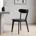 100% Solid Oak Dining Chairs Set of 4, Mid-Century Modern Dining Room Chairs, Wooden Kitchen Chairs with Curved Backrest, Walnut Brown Finish, Sillas de Comedor (4 Chairs)