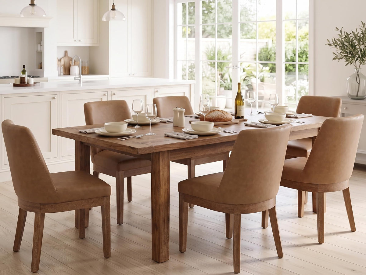 RIVOVA Upholstered Dining Chairs Set of 4, Modern Wooden Dining Room Chair Linen Fabric Kitchen Chairs Farmhouse Dinner Chair with Hardwood Frame, Beige