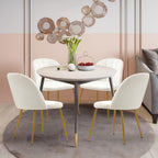 Velvet Dining Chairs Set of 4, Mid-Century Modern Upholstered Kitchen Chair with Metal Gold Legs for Living Room, Dining Room, White