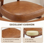 MALOL Wooden Dining Chairs Set of 4, Modern Upholstered Dining Room Kitchen Side Chairs with Curved Open Back for Living Room/Restaurant/Cafe, Brown