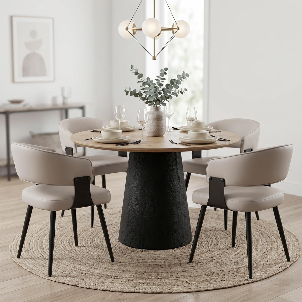 Dining Chairs Set of 4, Modern Faux Leather Kitchen Chairs