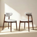 CHUN YI Dining Chairs Set of 4, Upholstered Wooden Dining Room Chairs, Mid Century Modern Fabric Kitchen Chair with Ergonomic Curved Backrest, Beige (Only Chairs)