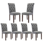 COLAMY Button Tufted Dining Chairs Set of 4, Parsons Upholstered Fabric Dining Room Chairs Kitchen Chairs with Wood Legs and Padded Seat, Taupe
