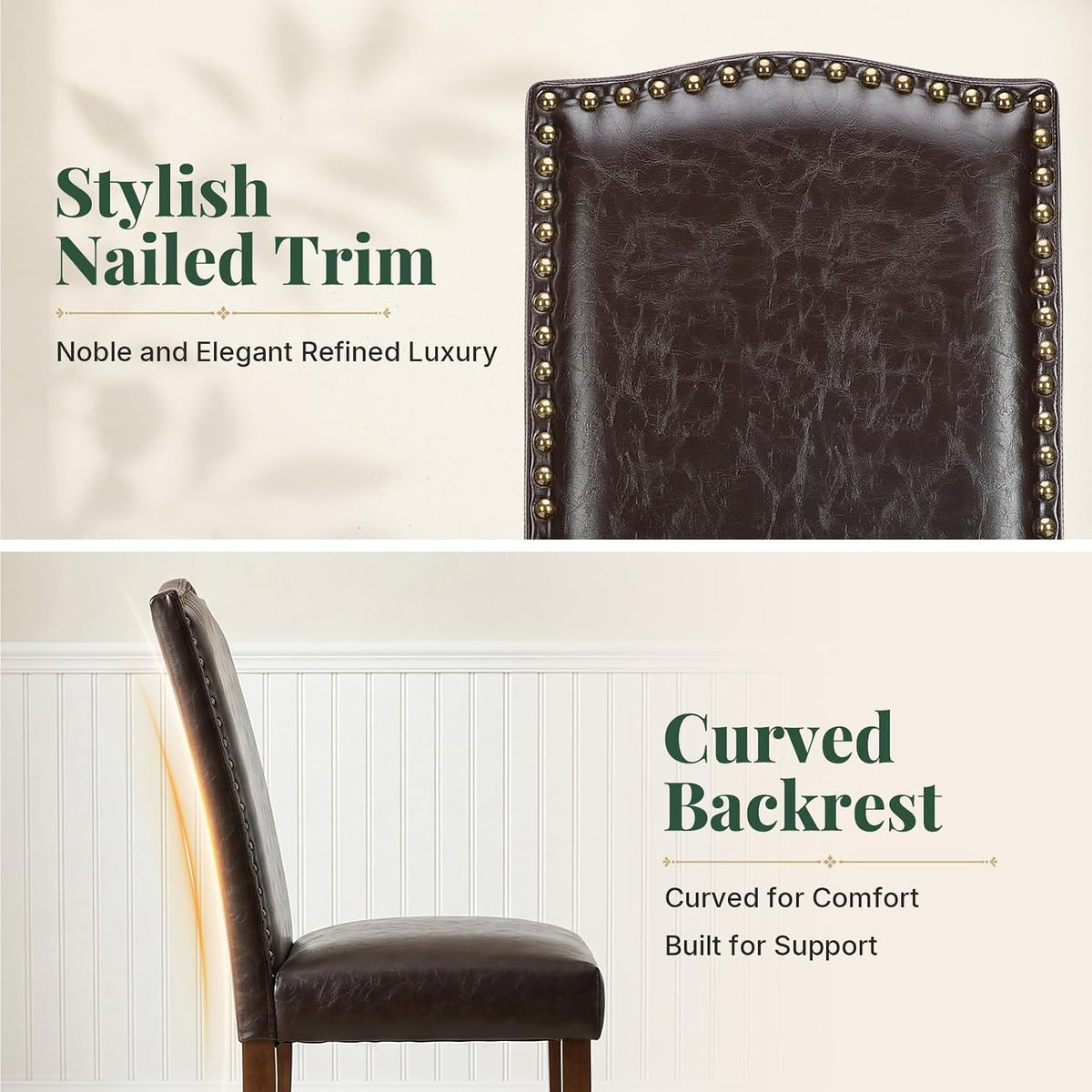 Upholstered Dining Chair Set of 6, PU Leather Kitchen Chair