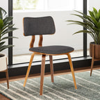 Armen Living Jaguar Dining Chair in Charcoal Fabric and Walnut Wood Finish,Charcoal/Walnut Finish 20D x 18W x 29H in