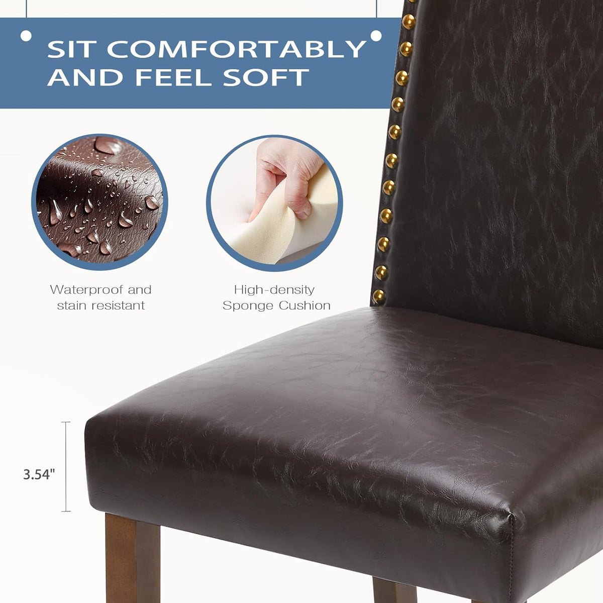 DUMOS Dining Chairs Set of 6, PU Leather Kitchen Chairs for Living Room
