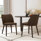 COLAMY Upholstered Dining Chairs Set of 6, Modern Kitchen & Dining Room Chairs with Curved Back, Fabric Padded Seat and Solid Wood Legs, Side Chairs for Restaurant, Cafe & Home, Beige