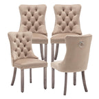 Velvet Dining Chairs, Tufted Kitchen & Dining Room Chairs, Beige, Set of 4