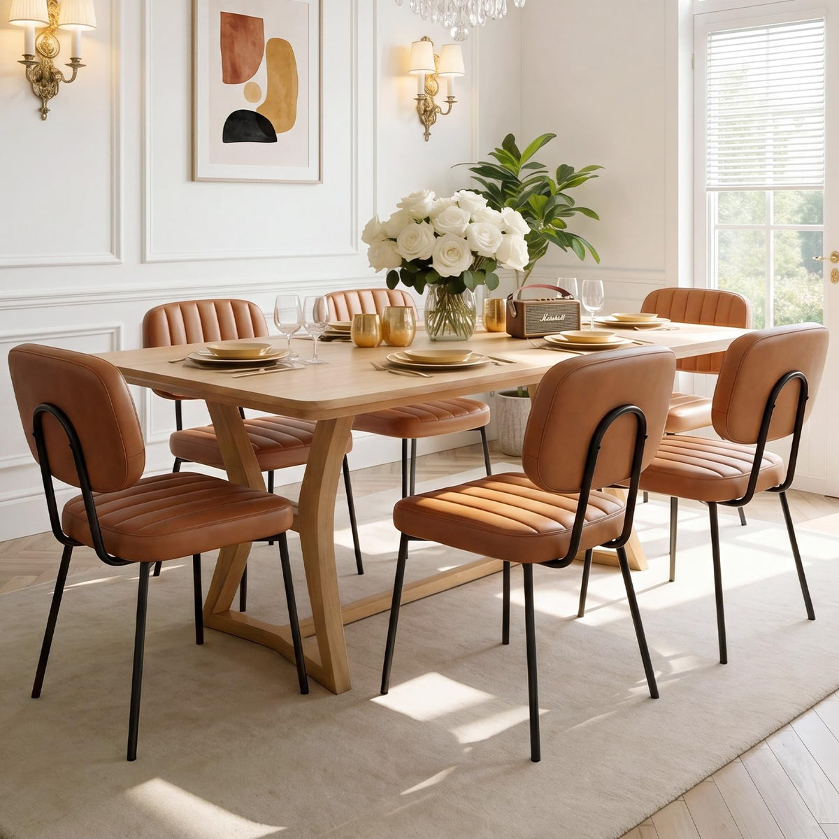 OLIXIS Dining Chairs Set of 6, Upholstered Kitchen Chairs, Black