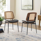 LUNLING Dining Chairs Set of 2 Mid Century Modern Retro Green Velvet Kitchen Chairs with Walnut Bentwood Upholstered Seat Metal Legs Adjustable Foot for Kitchen Dining Room Chairs(Green Fabric)
