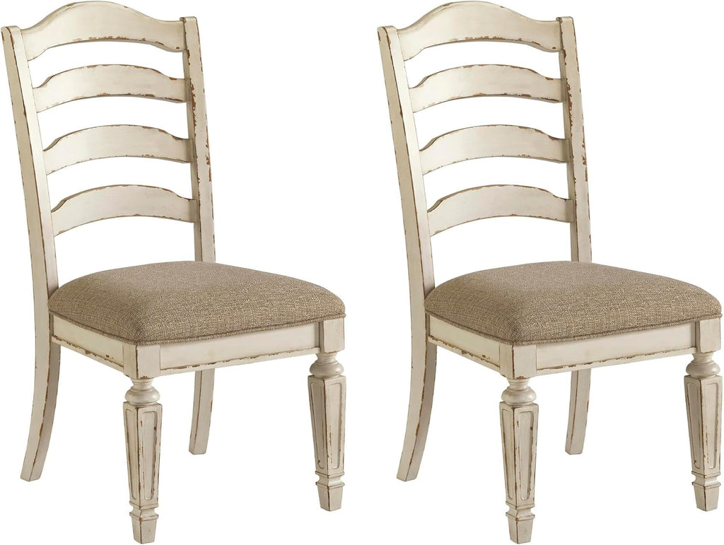 Signature Design by Ashley Realyn Wood Dining Chairs Set of 2, White