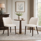 COLAMY Upholstered Dining Chairs Set of 6, Modern Kitchen & Dining Room Chairs with Curved Back, Fabric Padded Seat and Solid Wood Legs, Side Chairs for Restaurant, Cafe & Home, Beige