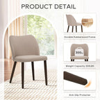 MALOL Dining Chairs Set of 6, Upholstered Fabric Kitchen Chairs with Curved Back, Padded Seat and Solid Wood Legs, Modern Dining Chair for Kitchen Dining Room, Camel