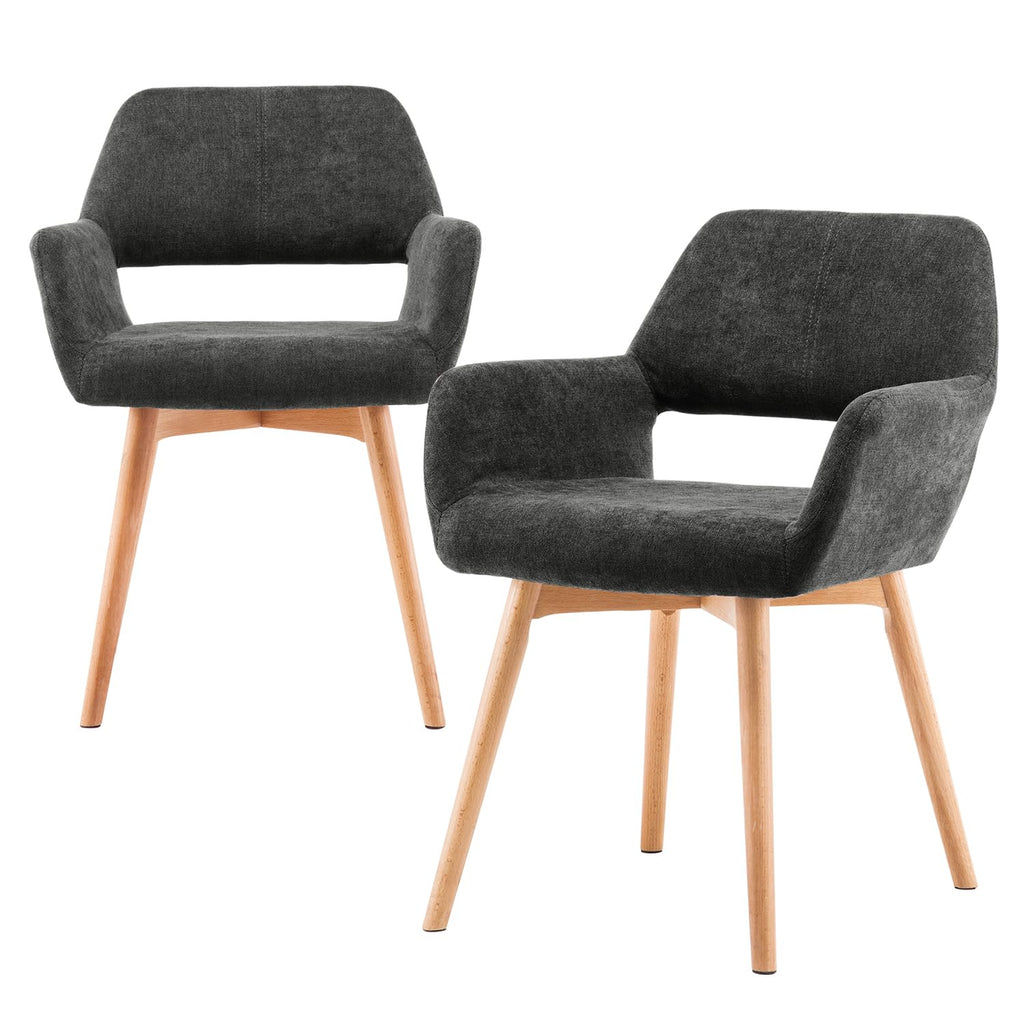 Mid Century Modern Dining Chairs Set of 2 & 4 & 6 Comfy Accent Chair Upholstered Kitchen Dining Living Room Chairs for Bedrooms Waiting Room Home Arm Desk Chair No Wheels (Wool White, 2)