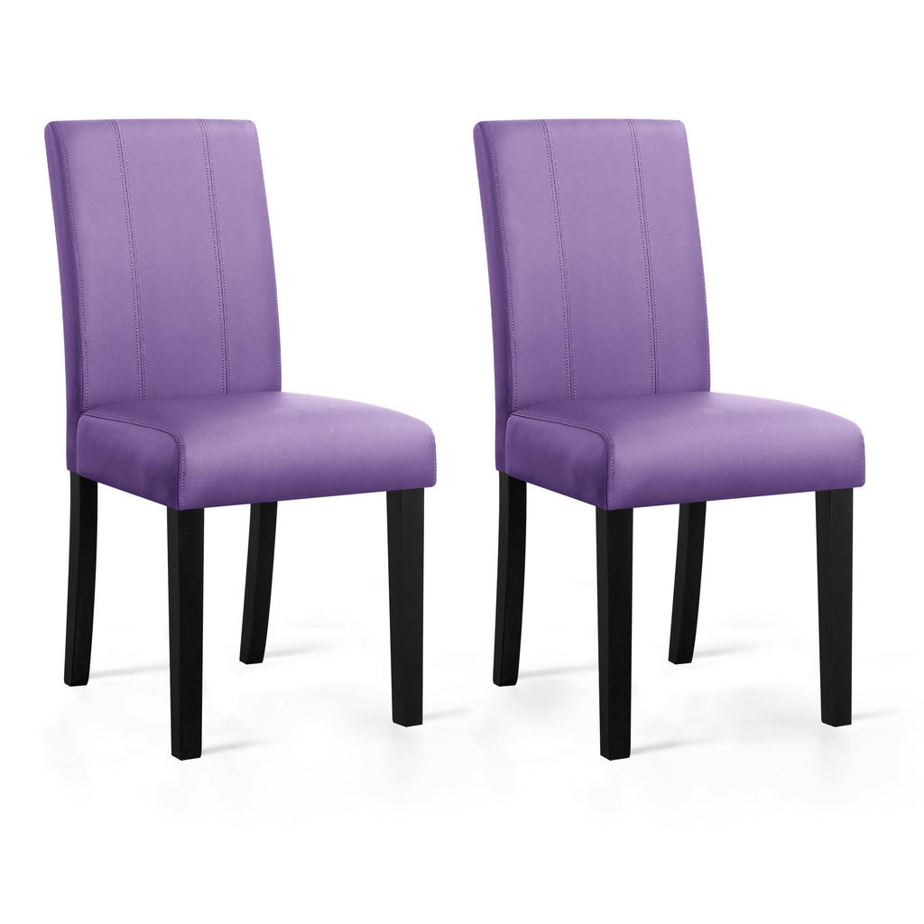 CHUN YI Dining Chairs Set of 4, Faux Leather Dining Room Chairs, Upholstered Modern Kitchen Parsons Chairs for Dining Room with Sturdy Wood Legs, Black (Only Chair)