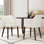 COLAMY Upholstered Dining Chairs Set of 4, Modern Kitchen & Dining Room Chairs with Curved Back, Fabric Padded Seat and Solid Wood Legs, Side Chairs for Restaurant, Cafe & Home, Beige