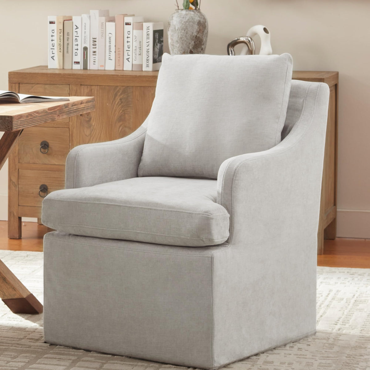 VKNOW Upholstered Dining Chairs Set of 2, Dining Room Chairs with Casters