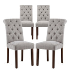 COLAMY Button Tufted Dining Chairs Set of 4, Parsons Upholstered Fabric Dining Room Chairs Kitchen Chairs with Wood Legs and Padded Seat, Taupe