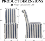 chairus Slipcovered Upholstered Parsons Dining Chairs Set of 4, Blue Stripe