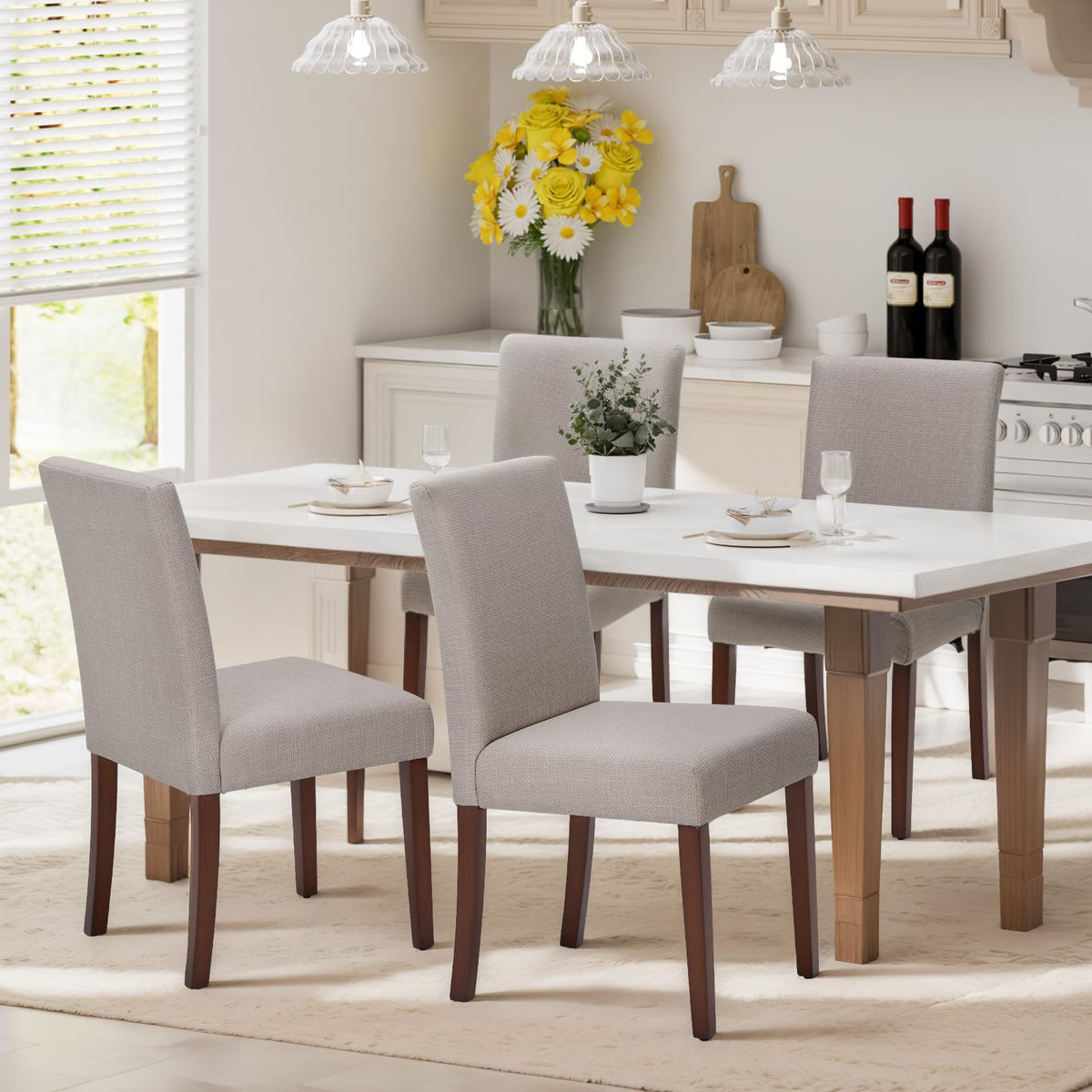 MALOL Upholstered Dining Chairs Set of 6, High Back Kitchen Room Chairs, Mid Century Modern Dining Room Chairs for Kitchen, Living Room, Blue