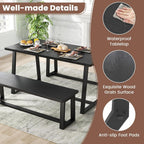 GIANTEX 63" Large Dining Table for 4-6, Mid-Century Kitchen Table w/Heavy-Duty Metal Frame & Anti-Slip Foot Pads, Rectangular Dinner Table for Dining Room Living Room (Rectangular, Black)
