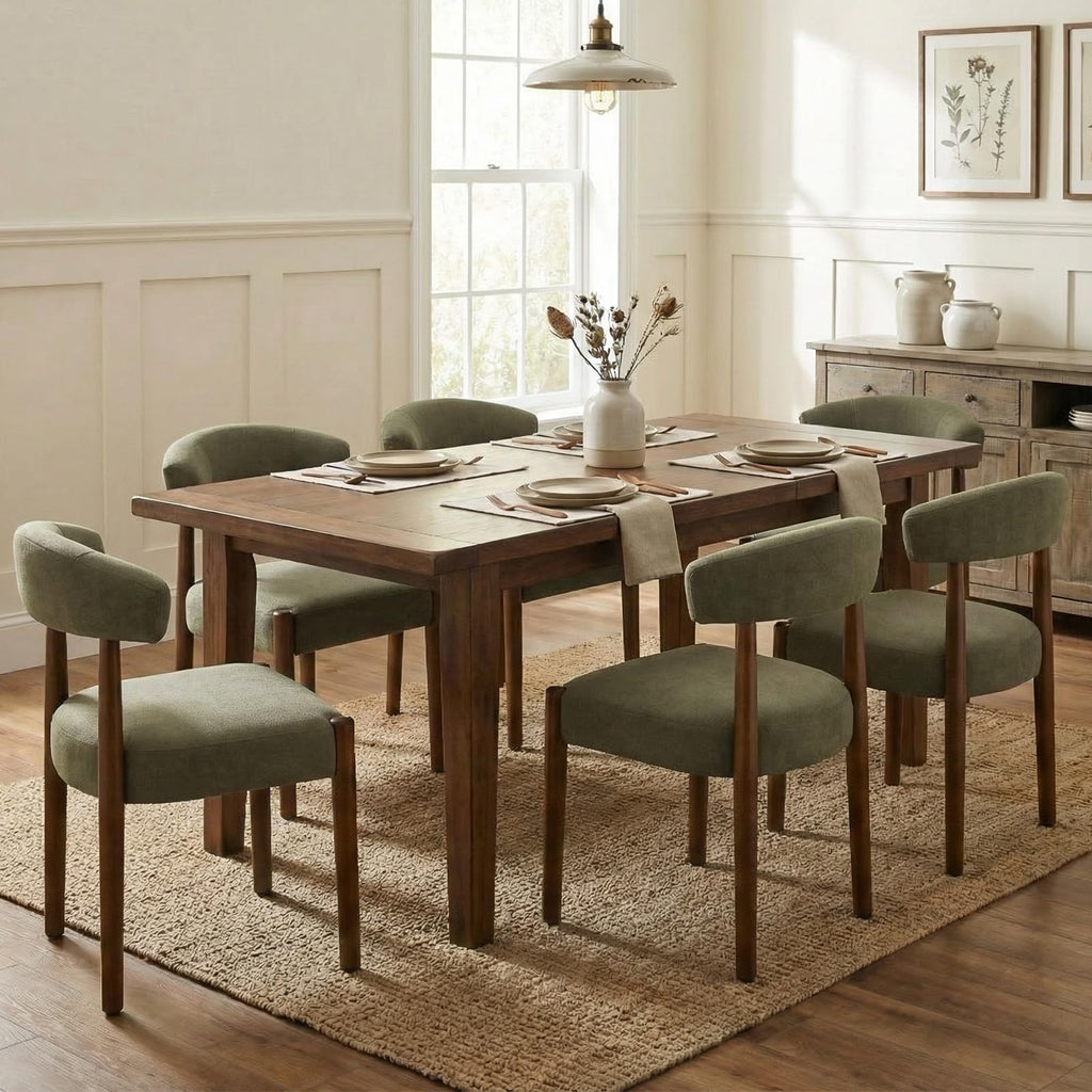 VKNOW Wooden Dining Chairs Set of 4 with Walnut Wood Legs and Curved Back