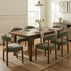 VKNOW Wooden Dining Chairs Set of 4 with Walnut Wood Legs and Curved Back
