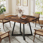 Tribesigns Square Dining Table for 2, 31.5" Industrial Dinner Table with Metal Base, Kitchen Table for Dining Room, Small Space, Apartment