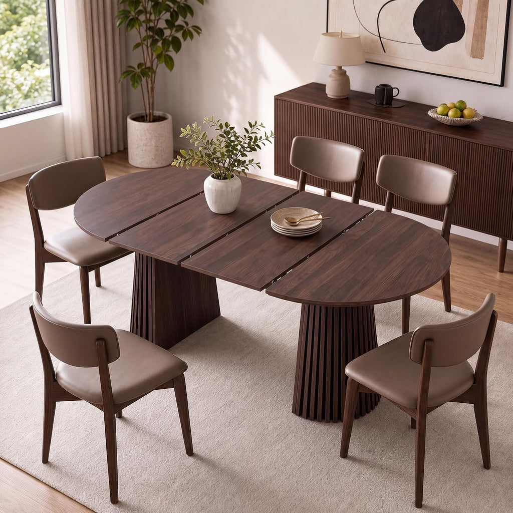 40"-71" Expandable Dining Table for 4 6 8 with Slatted Table Legs