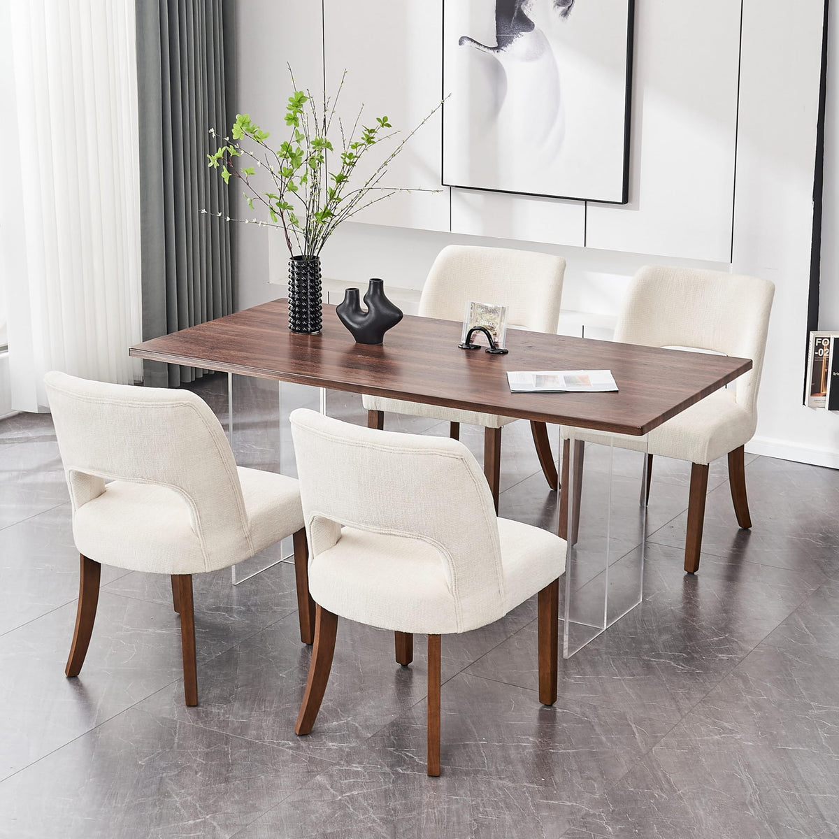 VKNOW Dining Chairs Set of 4, Fabric Dining Chairs, Green