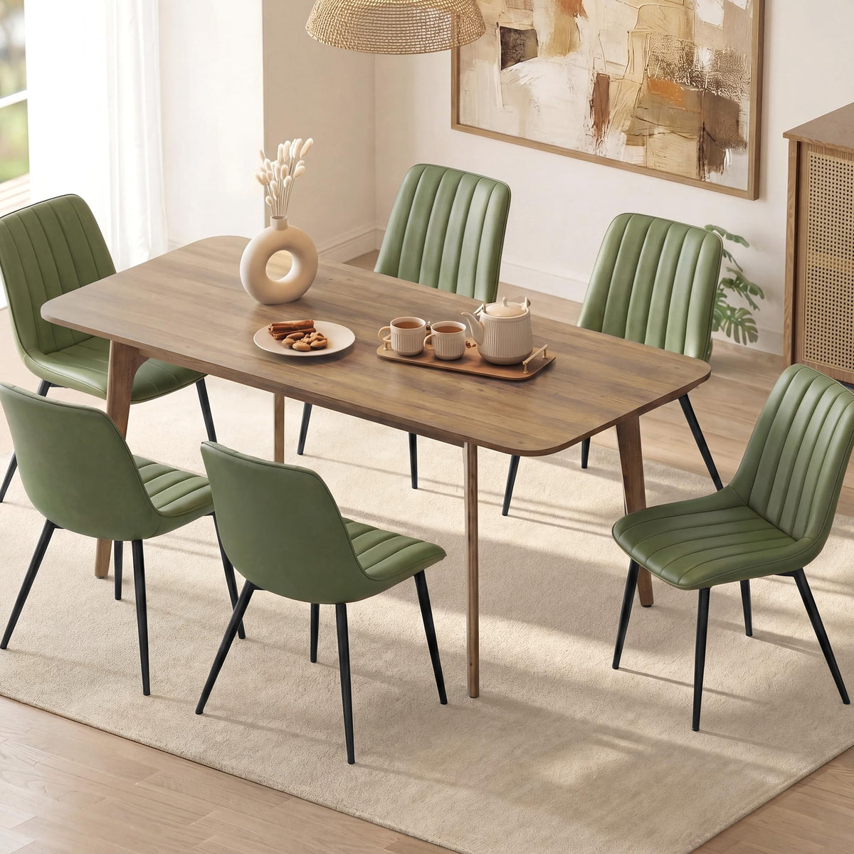 VASAGLE Dining Chairs Set of 2, Upholstered Kitchen Chairs, PU Leather