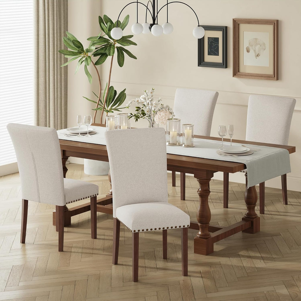 COLAMY Upholstered Dining Chairs Set of 4, Beige