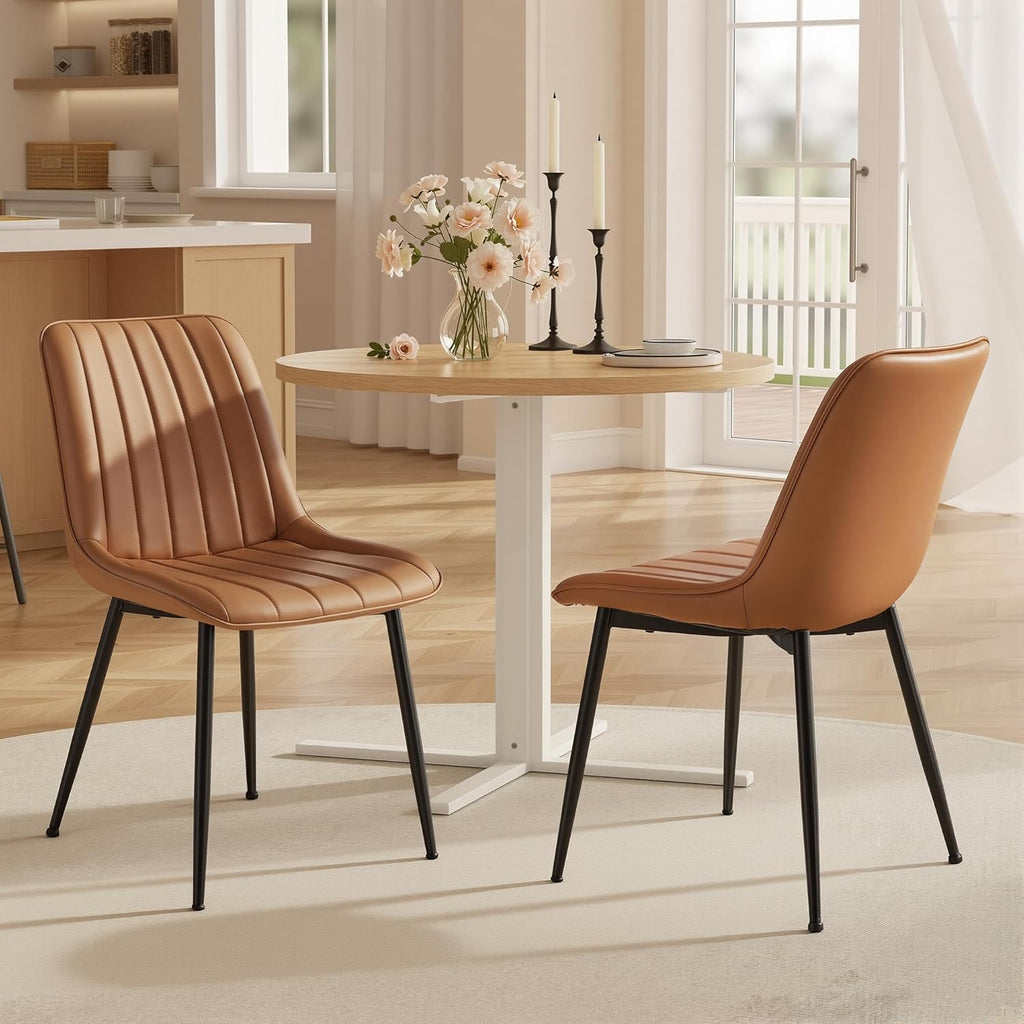 VASAGLE Dining Chairs Set of 2, Upholstered Kitchen Chairs, PU Leather
