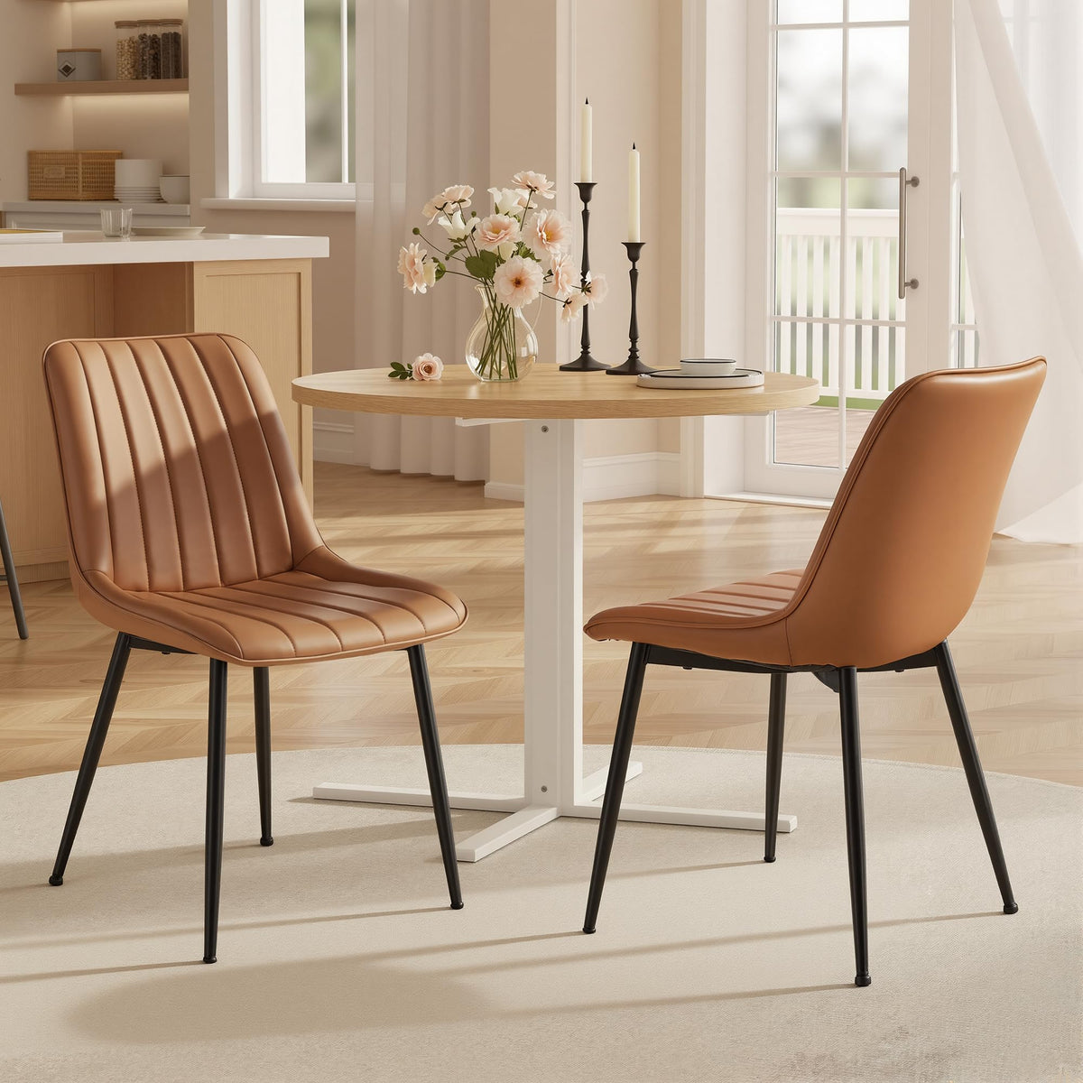VASAGLE Dining Chairs Set of 4, Upholstered Kitchen Chairs, PU Leather