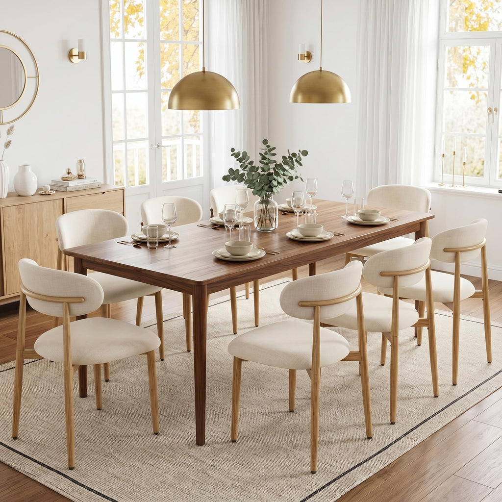 UVV Dining Chairs Set of 4, Metal Kitchen Chairs with Modern Fabric Upholstered for Dining Room, Beige
