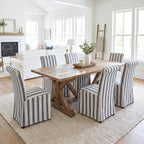 chairus Slipcovered Upholstered Parsons Dining Chairs Set of 4, Blue Stripe