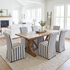 chairus Slipcovered Upholstered Parsons Dining Chairs Set of 4, Blue Stripe